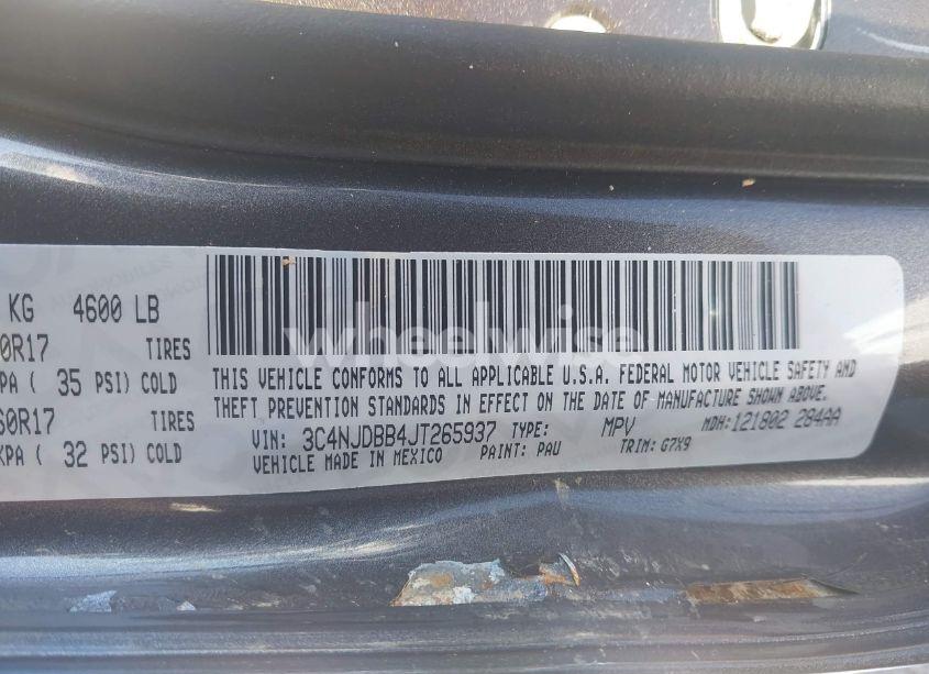 Photo 9 of 2018 Jeep Compass LATITUDE 4X4 (VIN 3C4NJDBB4JT265937)