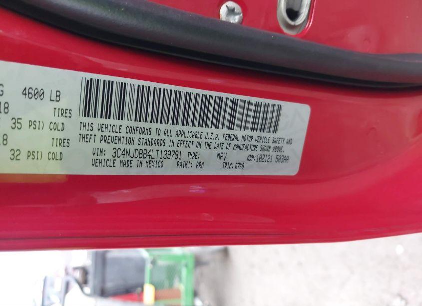 Photo 9 of 2020 Jeep Compass ALTITUDE 4X4 (VIN 3C4NJDBB4LT139791)