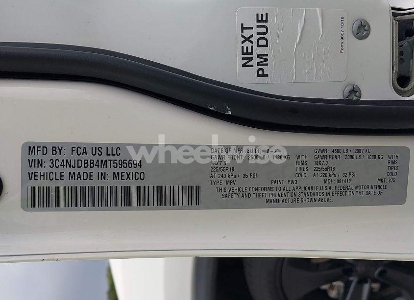 Photo 9 of 2021 Jeep Compass ALTITUDE 4X4 (VIN 3C4NJDBB4MT595694)