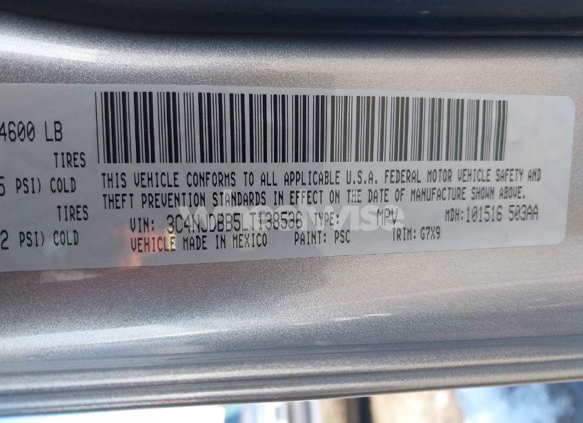 Photo 9 of 2020 Jeep Compass LATITUDE 4X4 (VIN 3C4NJDBB5LT138536)