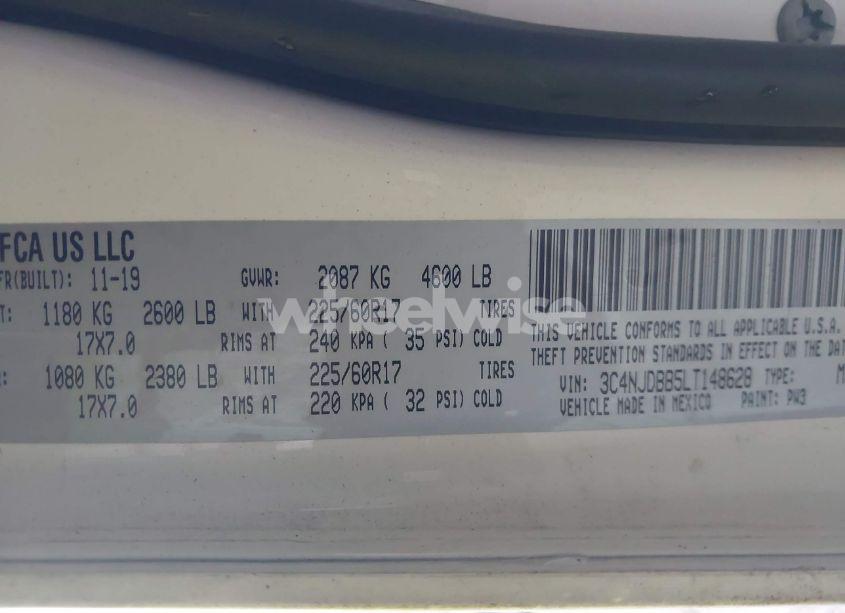 Photo 9 of 2020 Jeep Compass LATITUDE 4X4 (VIN 3C4NJDBB5LT148628)