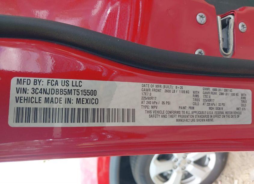 Photo 9 of 2021 Jeep Compass LATITUDE 4X4 (VIN 3C4NJDBB5MT515500)