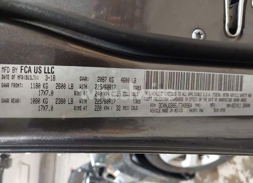 Photo 9 of 2018 Jeep Compass LATITUDE 4X4 (VIN 3C4NJDBB6JT348964)