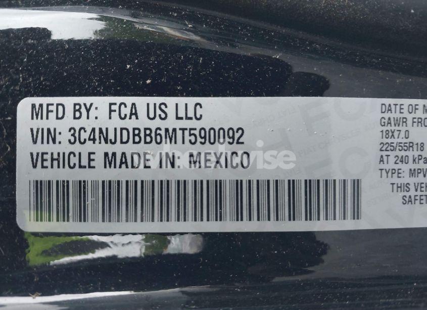 Photo 9 of 2021 Jeep Compass ALTITUDE 4X4 (VIN 3C4NJDBB6MT590092)