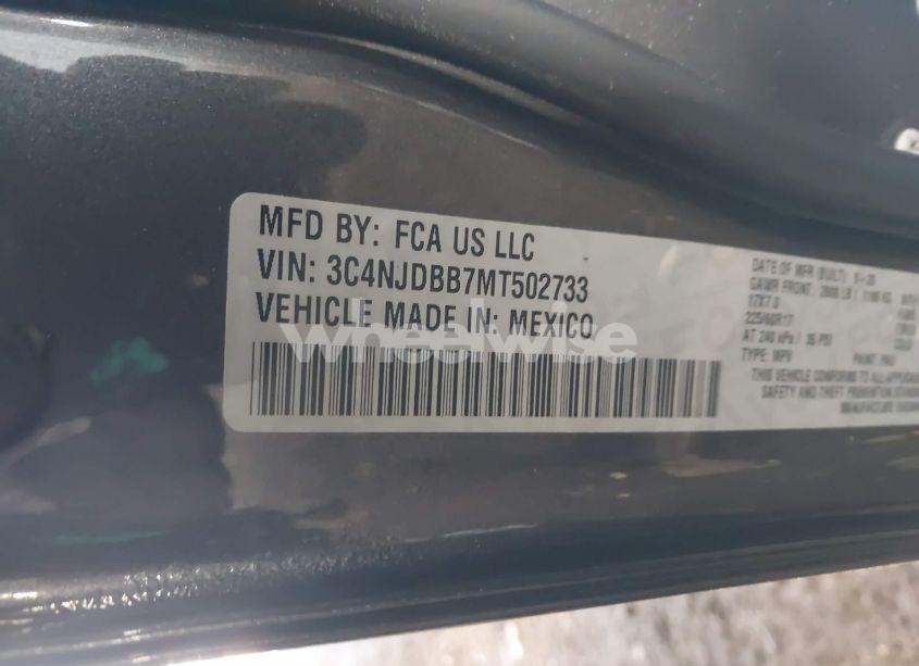 Photo 9 of 2021 Jeep Compass LATITUDE 4X4 (VIN 3C4NJDBB7MT502733)