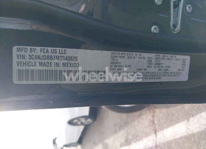 Photo 9 of 2021 Jeep Compass LATITUDE 4X4 (VIN 3C4NJDBB7MT540625)