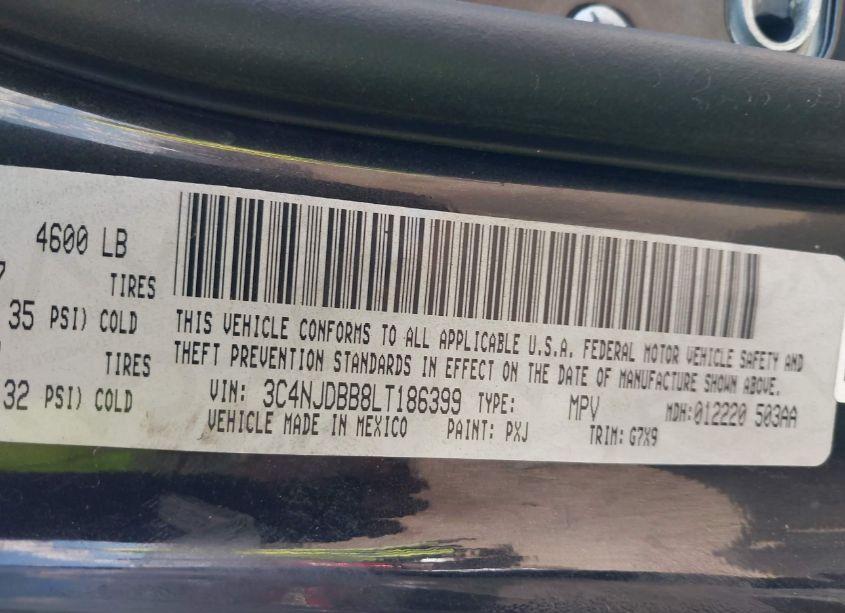 Photo 9 of 2020 Jeep Compass LATITUDE 4X4 (VIN 3C4NJDBB8LT186399)