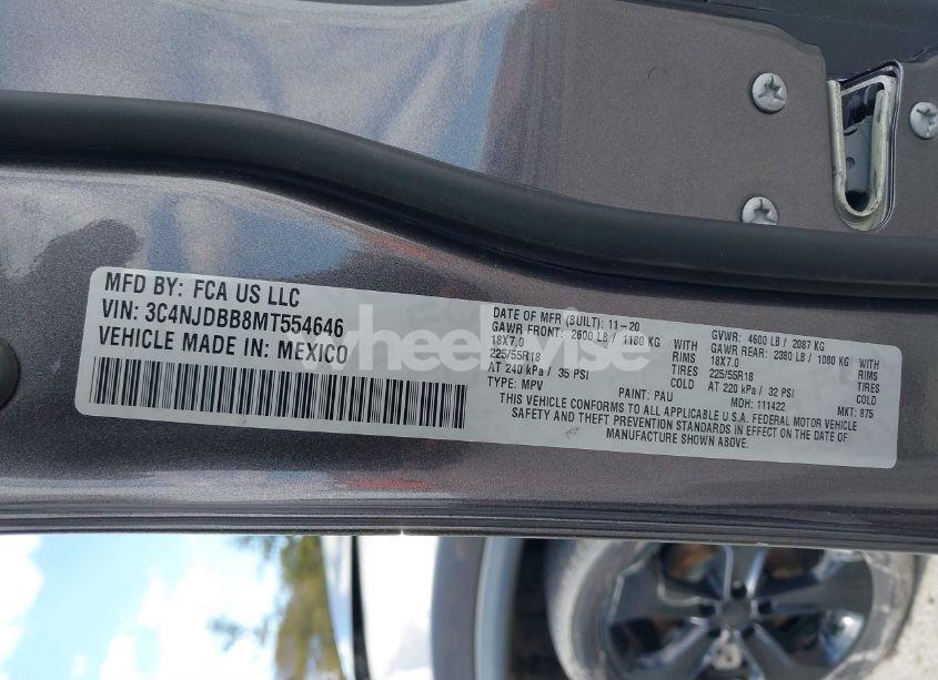 Photo 9 of 2021 Jeep Compass ALTITUDE 4X4 (VIN 3C4NJDBB8MT554646)