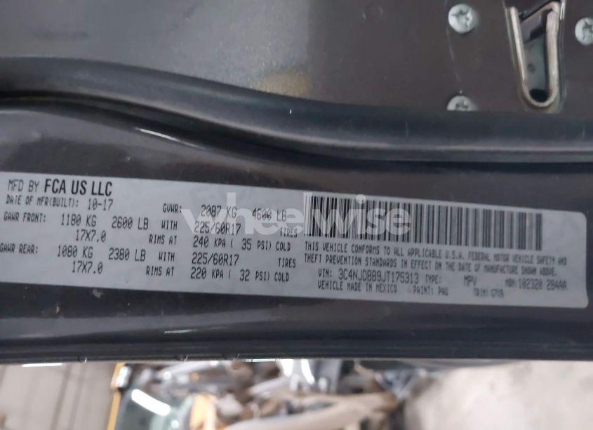 Photo 9 of 2018 Jeep Compass LATITUDE 4X4 (VIN 3C4NJDBB9JT175313)