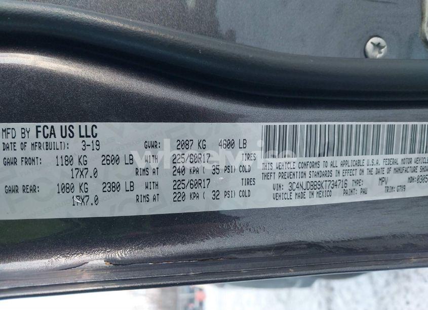 Photo 9 of 2019 Jeep Compass LATITUDE 4X4 (VIN 3C4NJDBB9KT734716)