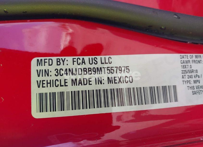 Photo 9 of 2021 Jeep Compass ALTITUDE 4X4 (VIN 3C4NJDBB9MT557975)