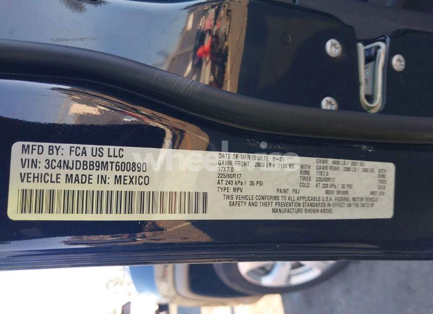 Photo 9 of 2021 Jeep Compass LATITUDE 4X4 (VIN 3C4NJDBB9MT600890)