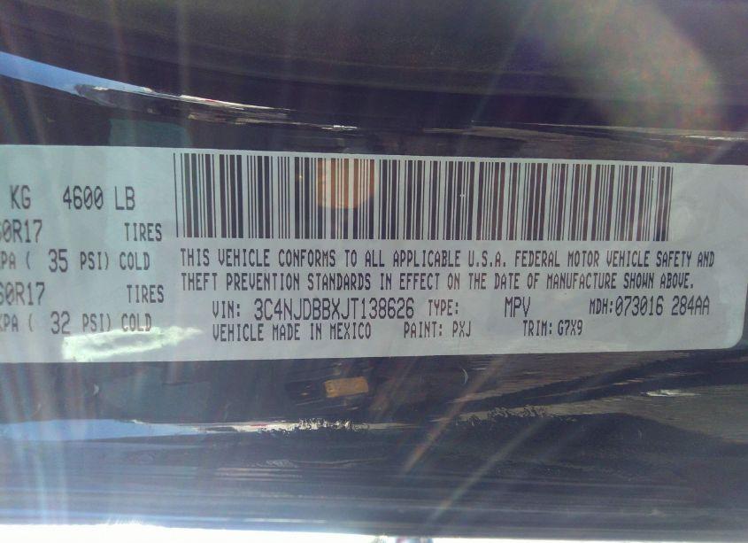 Photo 9 of 2018 Jeep Compass LATITUDE 4X4 (VIN 3C4NJDBBXJT138626)