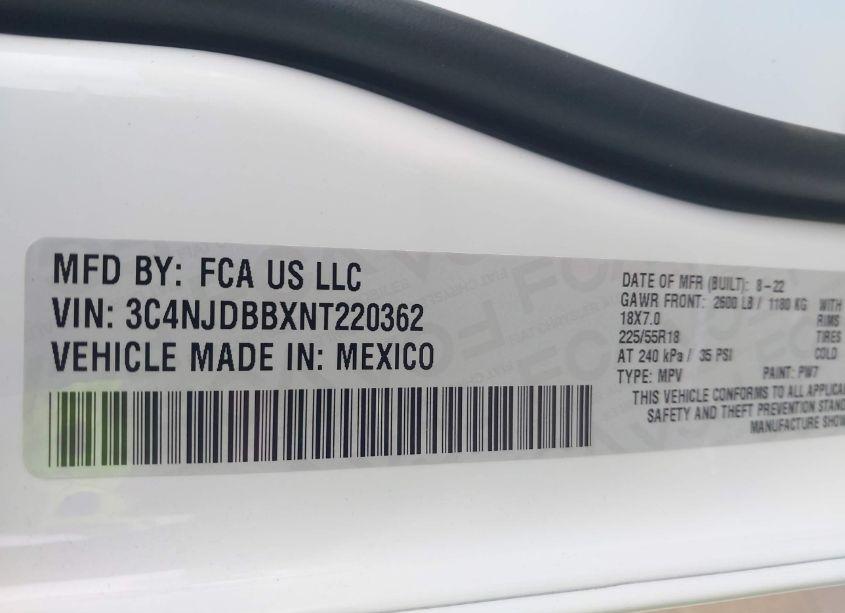 Photo 9 of 2022 Jeep Compass ALTITUDE 4X4 (VIN 3C4NJDBBXNT220362)