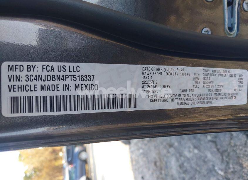 Photo 9 of 2023 Jeep Compass ALTITUDE 4X4 (VIN 3C4NJDBN4PT518337)