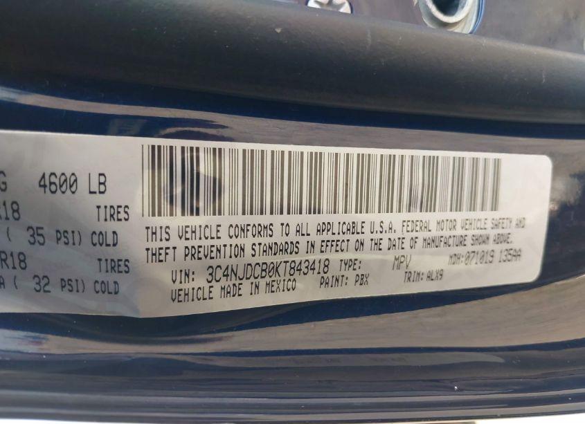 Photo 9 of 2019 Jeep Compass LIMITED 4X4 (VIN 3C4NJDCB0KT843418)