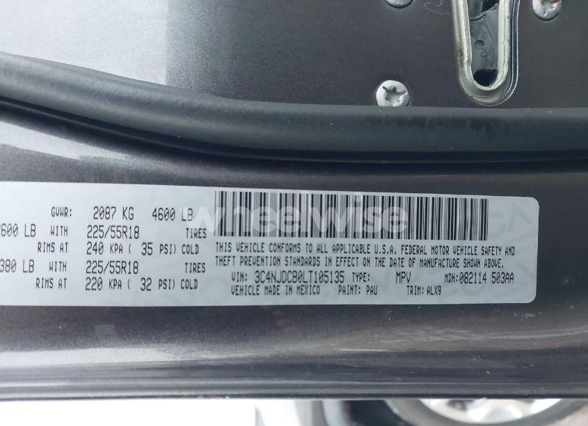 Photo 9 of 2020 Jeep Compass LIMITED 4X4 (VIN 3C4NJDCB0LT105135)