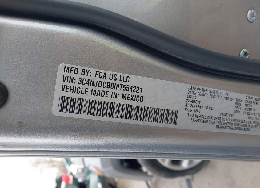 Photo 9 of 2021 Jeep Compass LIMITED 4X4 (VIN 3C4NJDCB0MT554221)