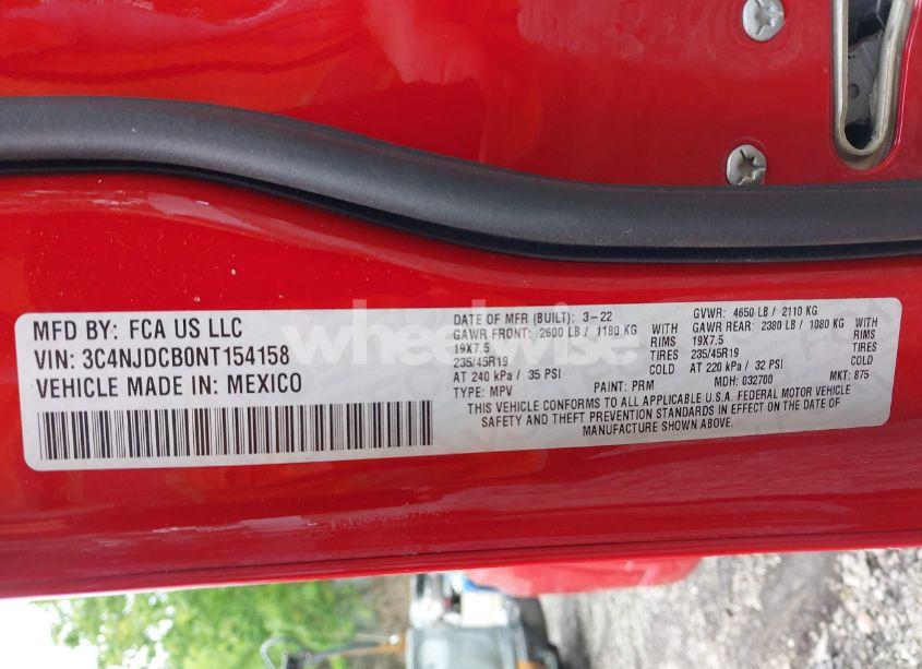 Photo 9 of 2022 Jeep Compass (RED) EDITION 4X4 (VIN 3C4NJDCB0NT154158)