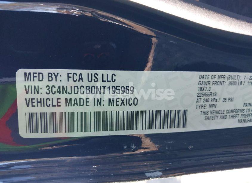 Photo 9 of 2022 Jeep Compass LIMITED 4X4 (VIN 3C4NJDCB0NT195969)