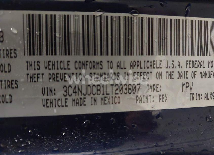 Photo 9 of 2020 Jeep Compass LIMITED 4X4 (VIN 3C4NJDCB1LT203607)