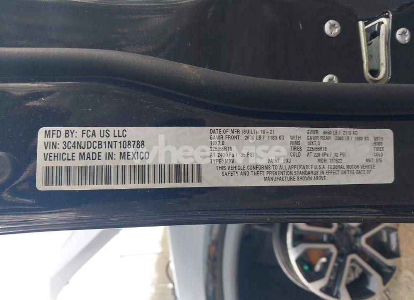 Photo 9 of 2022 Jeep Compass LIMITED 4X4 (VIN 3C4NJDCB1NT108788)