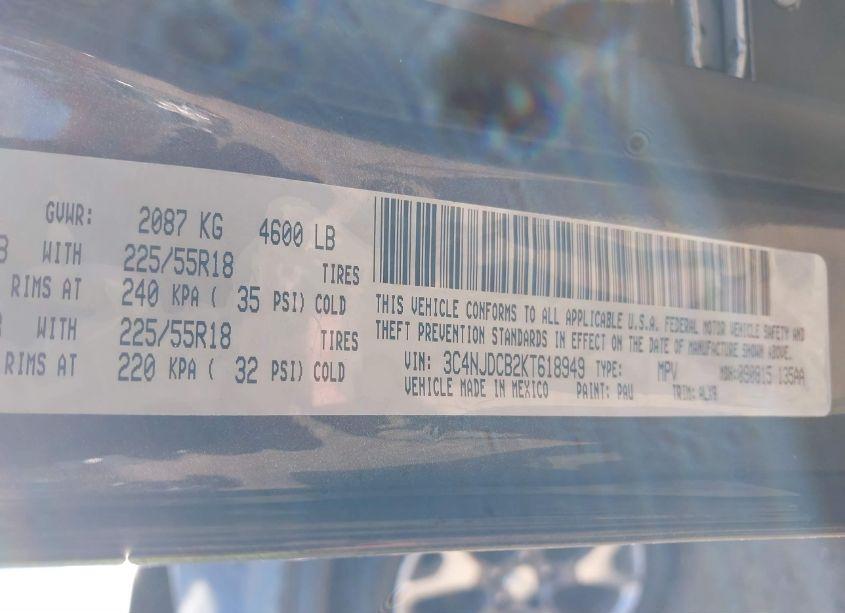 Photo 9 of 2019 Jeep Compass LIMITED 4X4 (VIN 3C4NJDCB2KT618949)