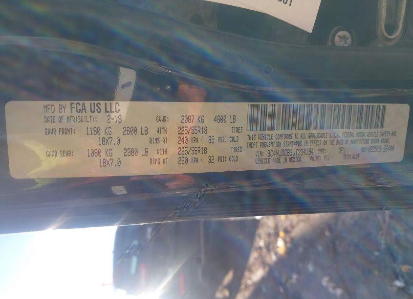 Photo 9 of 2018 Jeep Compass LIMITED 4X4 (VIN 3C4NJDCB3JT334194)