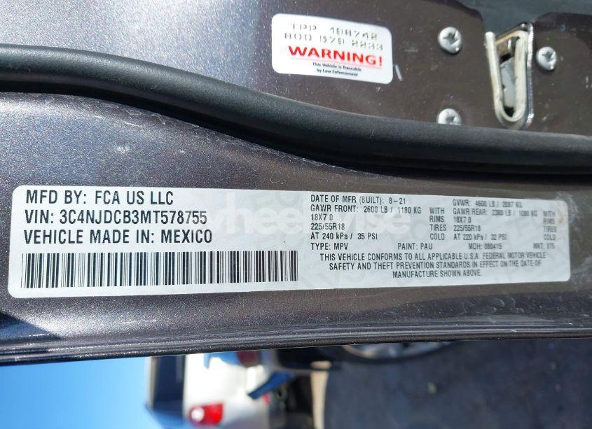 Photo 9 of 2021 Jeep Compass LIMITED 4X4 (VIN 3C4NJDCB3MT578755)