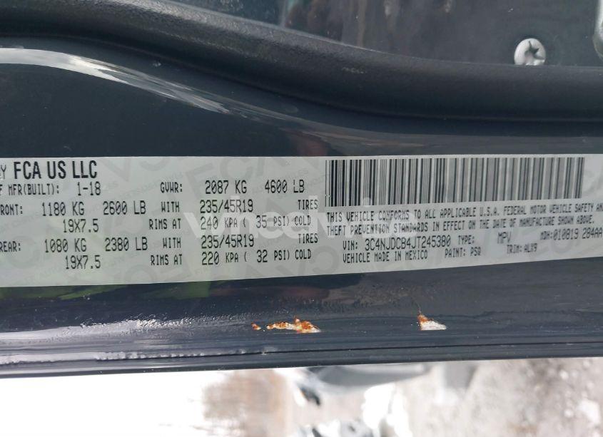 Photo 9 of 2018 Jeep Compass LIMITED 4X4 (VIN 3C4NJDCB4JT245380)