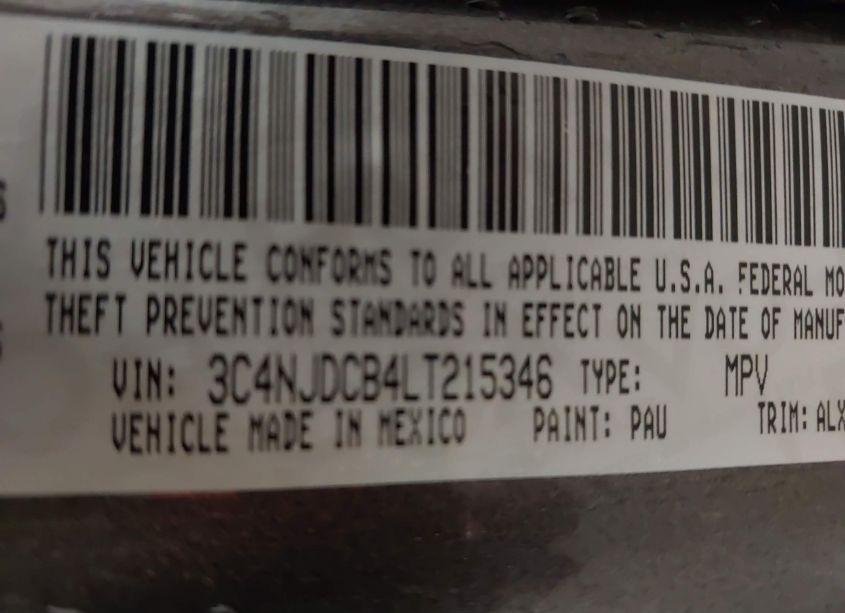 Photo 9 of 2020 Jeep Compass LIMITED 4X4 (VIN 3C4NJDCB4LT215346)