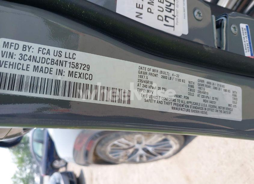 Photo 9 of 2022 Jeep Compass LIMITED 4X4 (VIN 3C4NJDCB4NT158729)