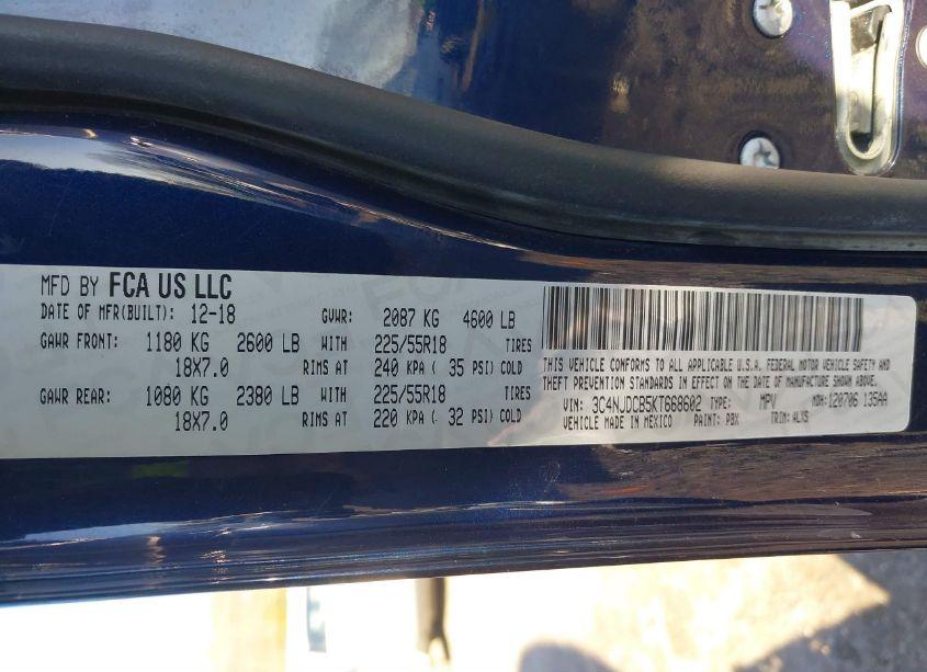 Photo 9 of 2019 Jeep Compass LIMITED 4X4 (VIN 3C4NJDCB5KT668602)