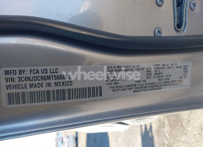 Photo 9 of 2021 Jeep Compass LIMITED 4X4 (VIN 3C4NJDCB6MT566888)