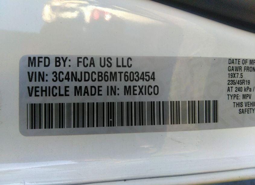 Photo 9 of 2021 Jeep Compass LIMITED 4X4 (VIN 3C4NJDCB6MT603454)