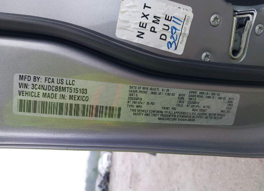 Photo 9 of 2021 Jeep Compass LIMITED 4X4 (VIN 3C4NJDCB8MT515103)