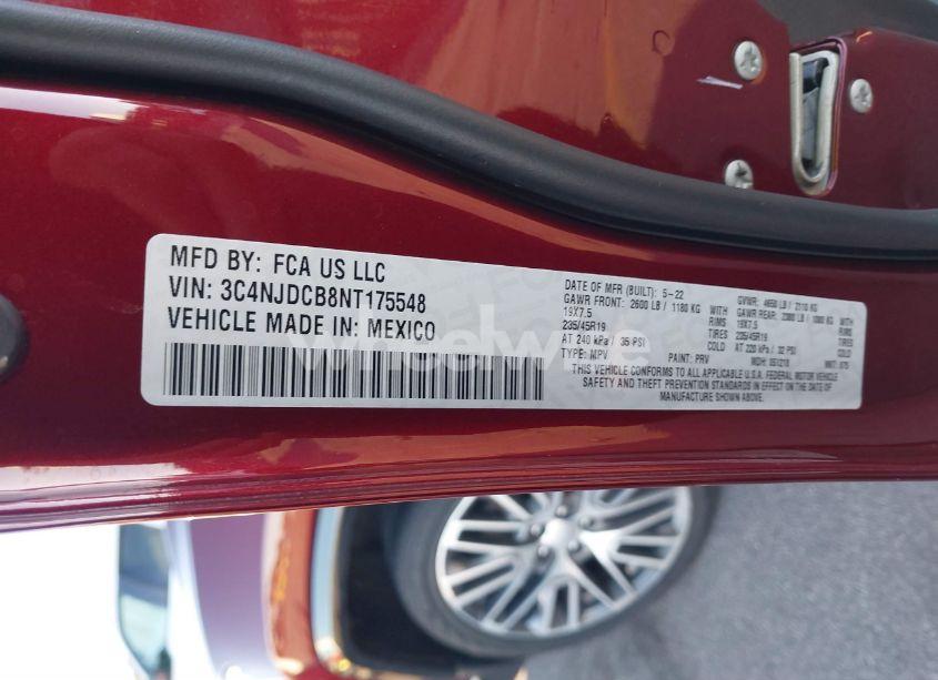 Photo 9 of 2022 Jeep Compass LIMITED 4X4 (VIN 3C4NJDCB8NT175548)