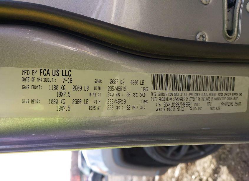 Photo 9 of 2018 Jeep Compass LIMITED 4X4 (VIN 3C4NJDCB9JT483581)