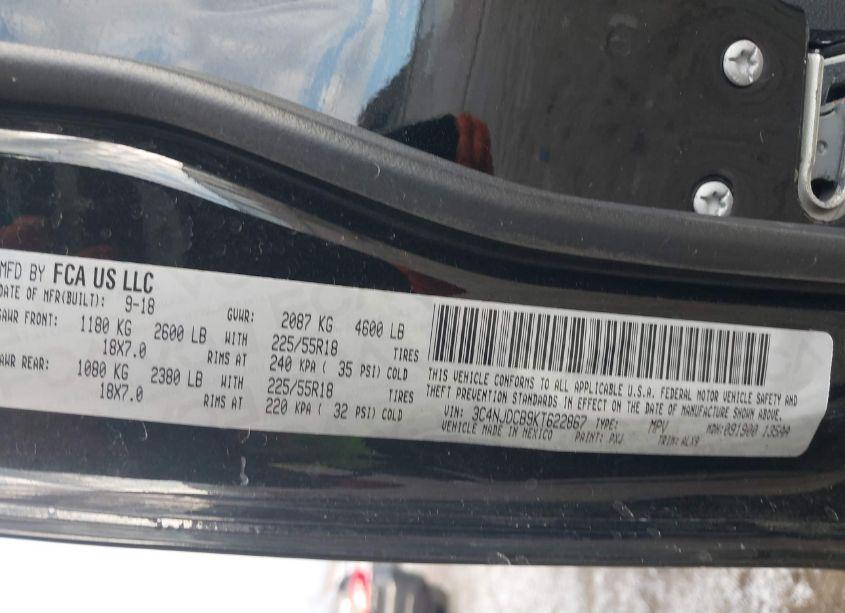 Photo 9 of 2019 Jeep Compass LIMITED 4X4 (VIN 3C4NJDCB9KT622867)