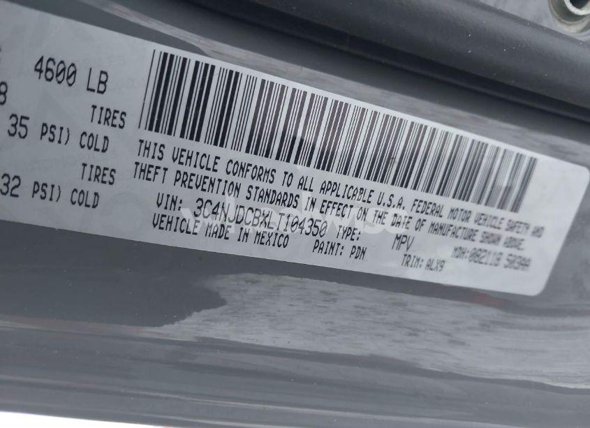 Photo 9 of 2020 Jeep Compass LIMITED 4X4 (VIN 3C4NJDCBXLT104350)