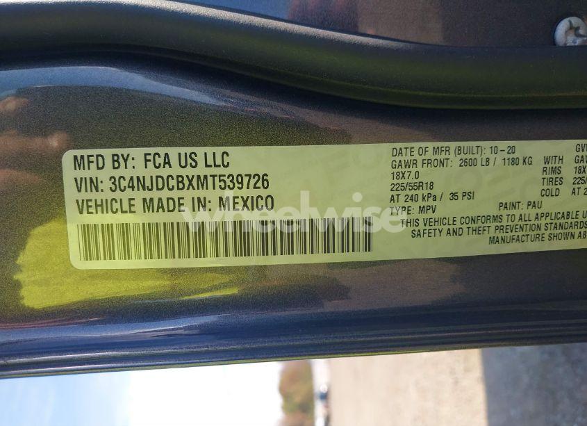 Photo 9 of 2021 Jeep Compass LIMITED 4X4 (VIN 3C4NJDCBXMT539726)