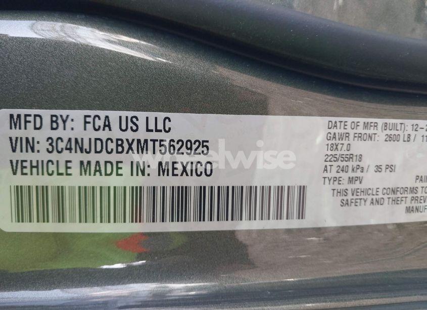 Photo 9 of 2021 Jeep Compass LIMITED 4X4 (VIN 3C4NJDCBXMT562925)