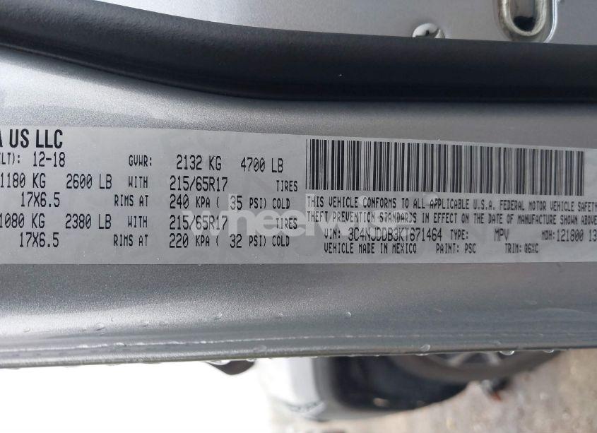 Photo 9 of 2019 Jeep Compass TRAILHAWK 4X4 (VIN 3C4NJDDB3KT671464)