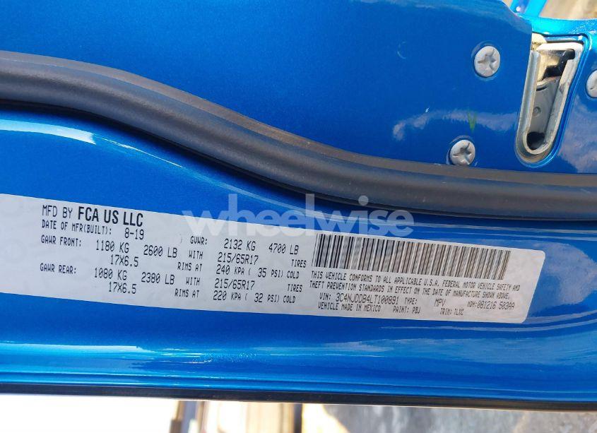 Photo 9 of 2020 Jeep Compass TRAILHAWK 4X4 (VIN 3C4NJDDB4LT100891)