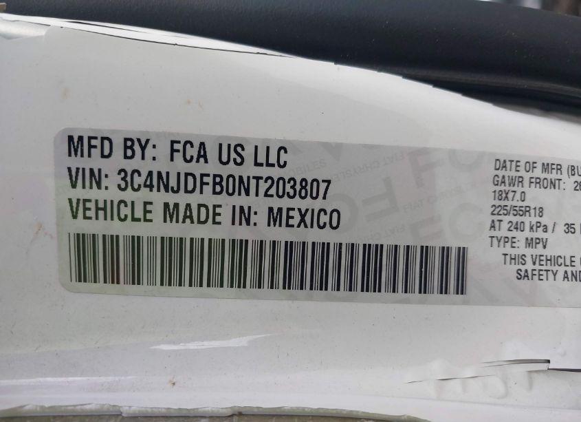 Photo 9 of 2022 Jeep Compass LATITUDE LUX 4X4 (VIN 3C4NJDFB0NT203807)