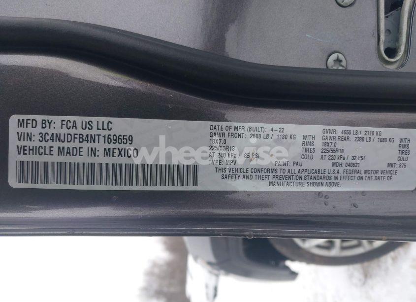 Photo 9 of 2022 Jeep Compass LATITUDE LUX 4X4 (VIN 3C4NJDFB4NT169659)