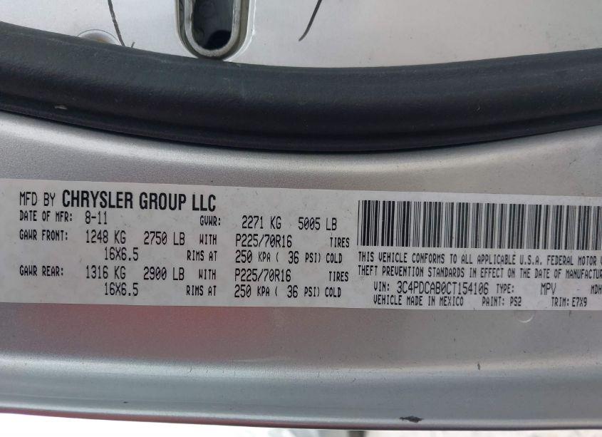 Photo 9 of 2012 Dodge Journey SE/AVP (VIN 3C4PDCAB0CT154106)