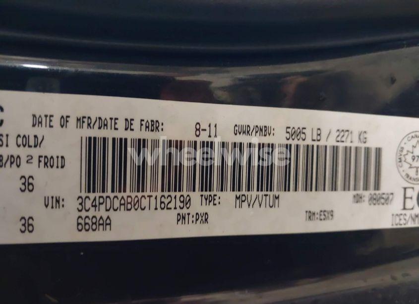 Photo 9 of 2012 Dodge Journey CVP/SE PLUS (VIN 3C4PDCAB0CT162190)