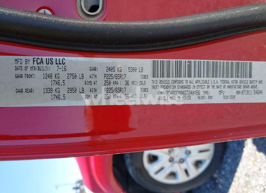 Photo 9 of 2016 Dodge Journey SE (VIN 3C4PDCAB0GT240456)