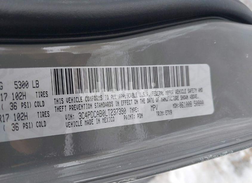 Photo 9 of 2020 Dodge Journey SE VALUE (VIN 3C4PDCAB0LT237390)